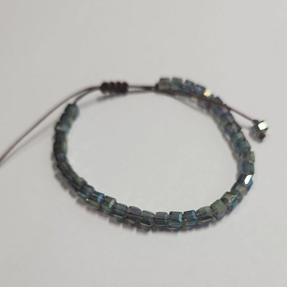 Iridescent Glass Beaded Bracelet Adjustable - Picture 1 of 3